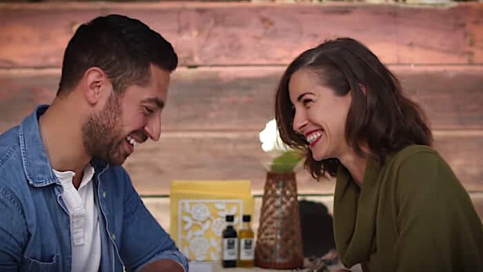 Couple talking on a date