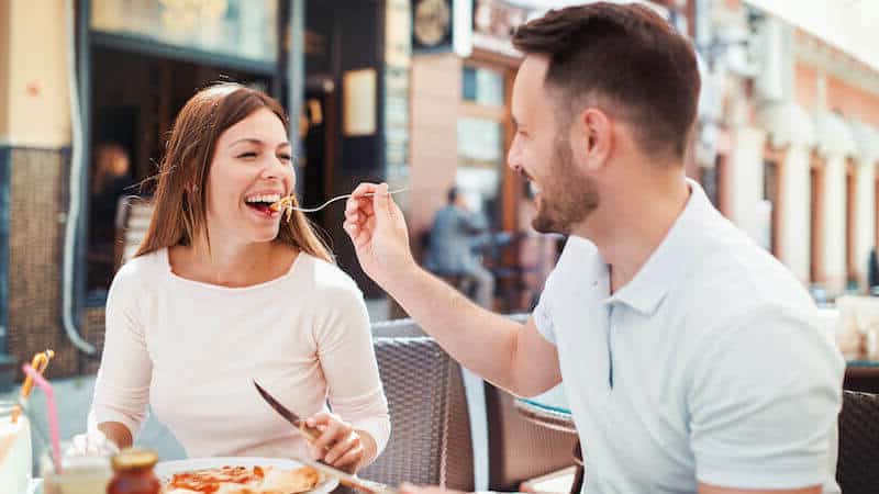 Woman attracted to playful man